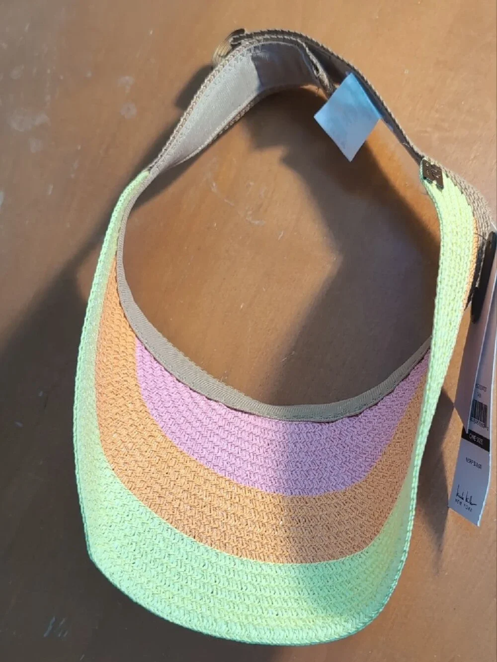 Nicole Miller Multicolor Straw Visor - Brown, Purple, Orange, Green